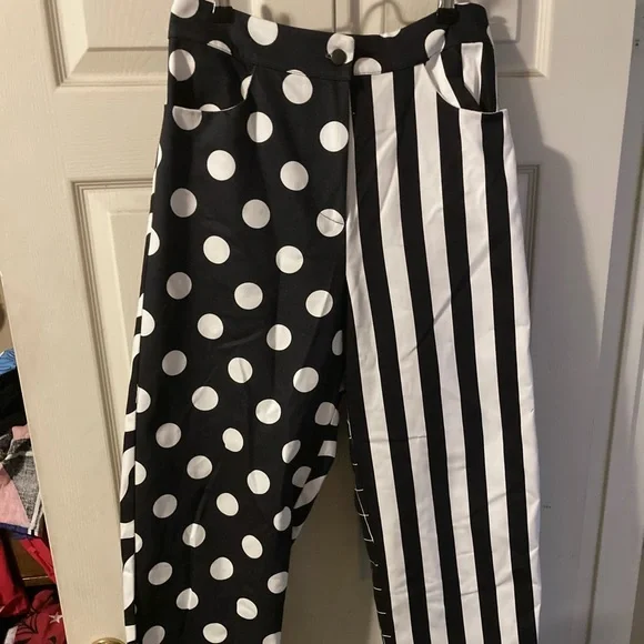 LAU Black White Patterned High Waisted Pants From Italy Designer-Made NWT - Picture 5 of 11